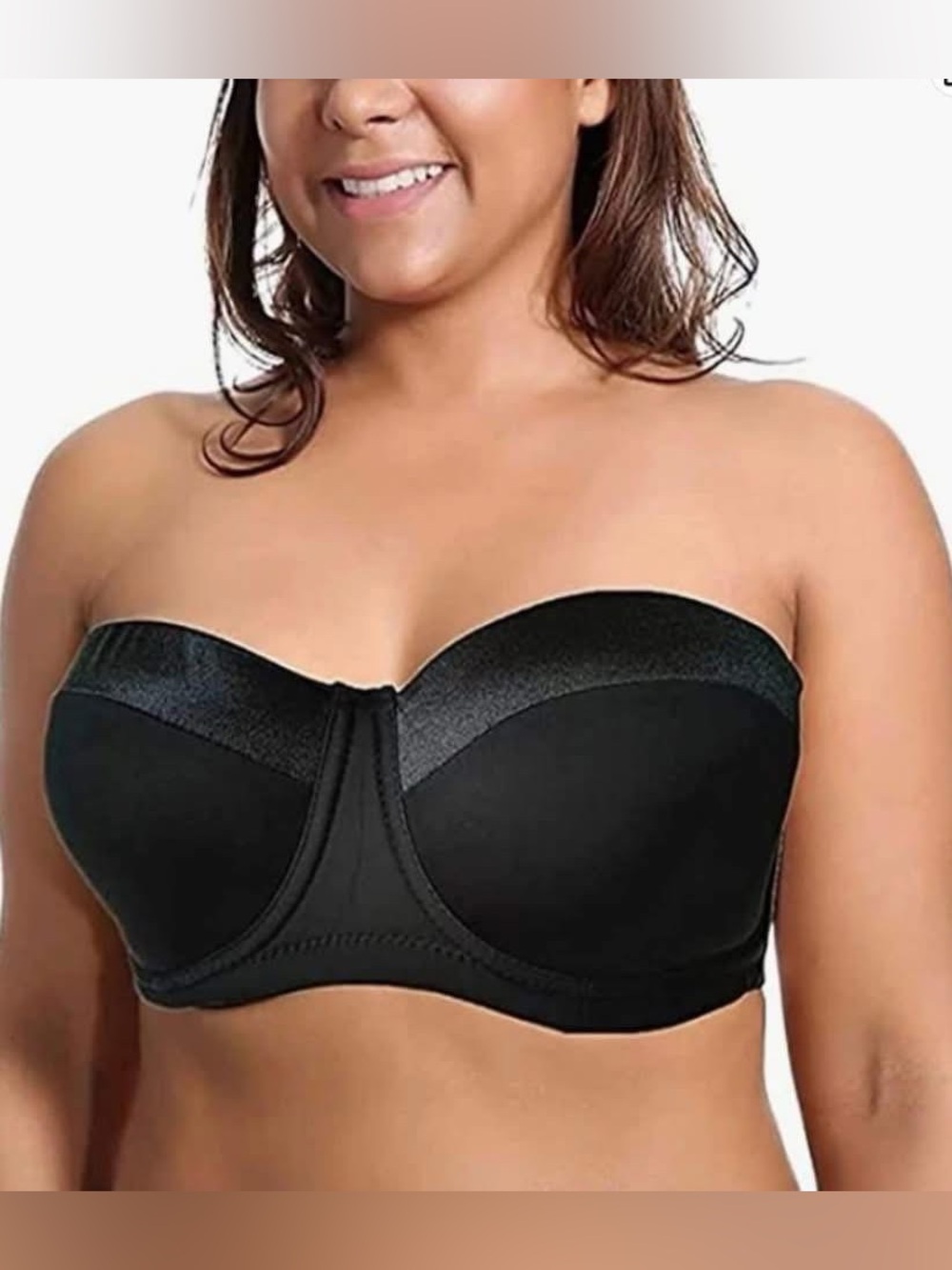 Olivachel Women's Black Strapless Bra 1/2 Cup Seamless Balconette bra 46D